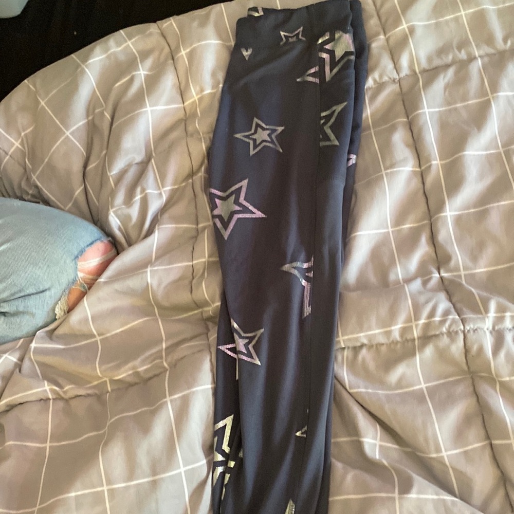 Athletic works, gray leggings with stars and pockets